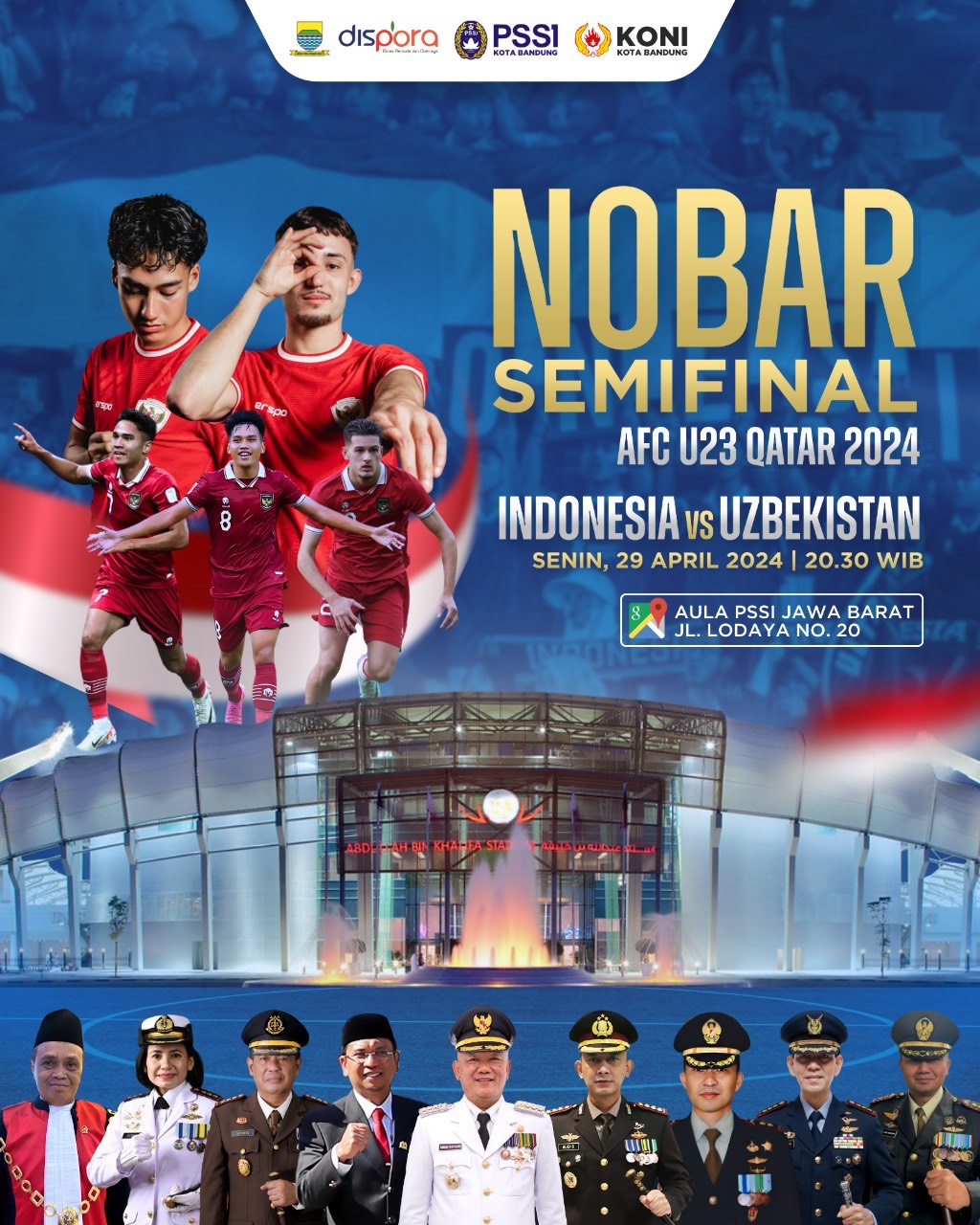 Pemkot Bandung Gelar Nobar Semifinal Piala Asia U Indonesia Vs