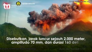 Selasa Pagi , Awan Panas Guguran Gunung Merapi Menuju Kali Krasak