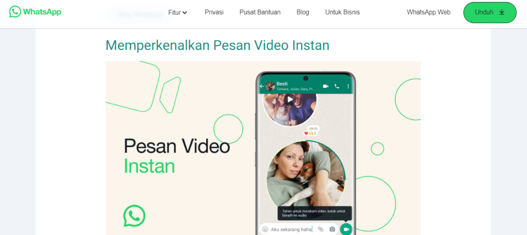 pesan video instan whatsapp