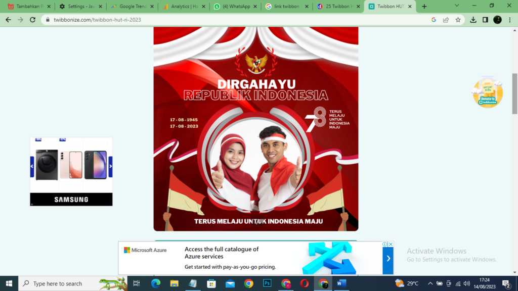 Link DownloadTwibbon Kemerdekaan Indonesia yang Ke-78