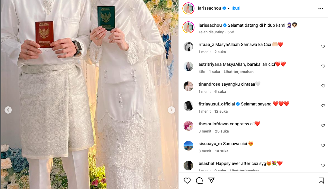 Diam-diam Larissa Chou dan Ikram Rosadi Sudah Sah Jadi Pasutri, Akad ...