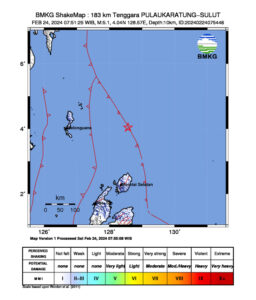Gempa M 5,1 Terjadi di Tenggara Pulau Karatung