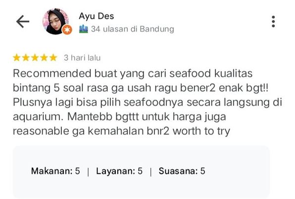 Seafood enak di Bandung