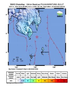 Gempa M 5,4 Guncang Pulau Karatung Sulawesi Utara, Tidak Berpotensi Tsunami