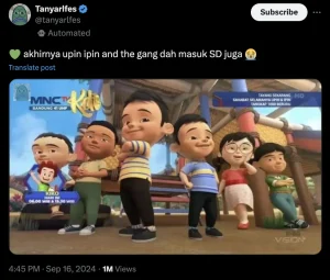 Upin dan Ipin masuk SD