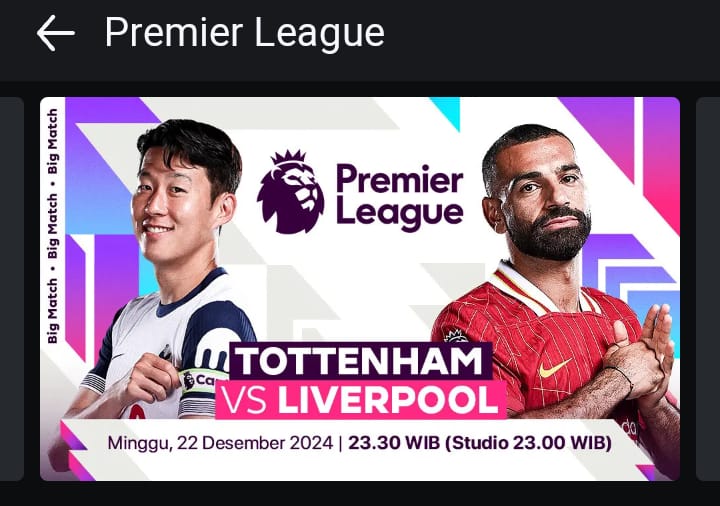 Link Live Streaming Tottenham Hotspur vs Liverpool Premier League 2024/2025