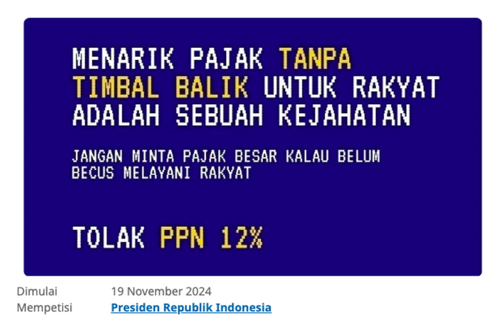 petisi tolak kenaikan ppn 12%