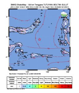 Gempa  M 5,2 Guncang  Tutuyan, Boltim Sulawesi Utara