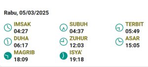 Jadwal Maghrib Tasikmalaya Rabu 5 Maret 2025