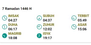 Jadwal Imsak Tasikmalaya hari ini  Jumat 7 Maret 2025 