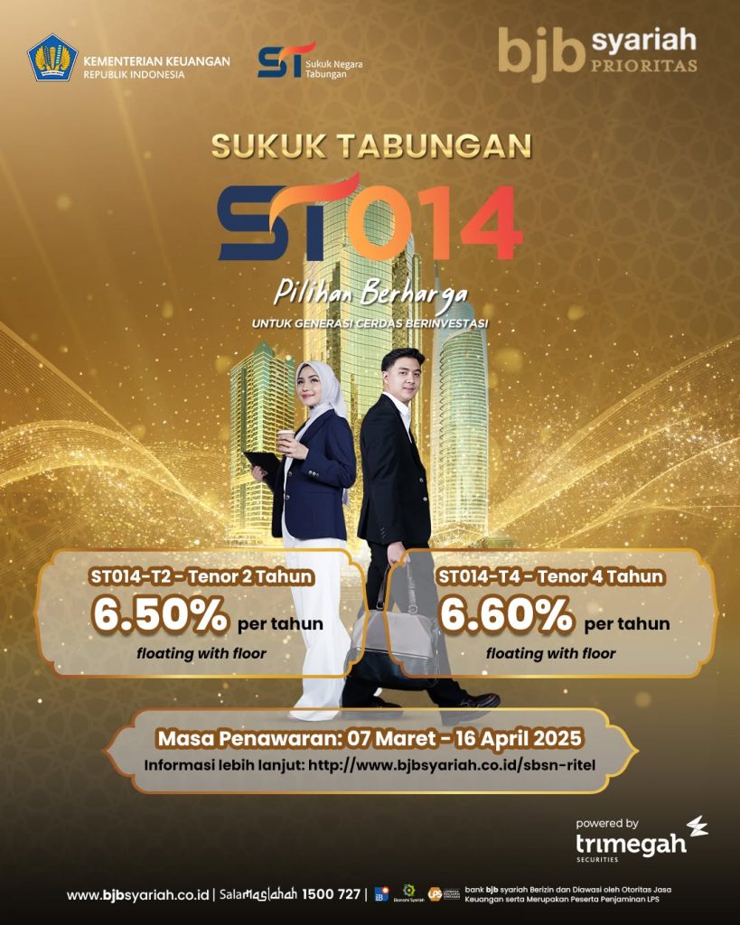 bank bjb syariah Tawarkan Sukuk Tabungan Seri ST014