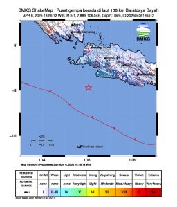 Gempa Magnitudo 5,1Guncang Bayah Banten