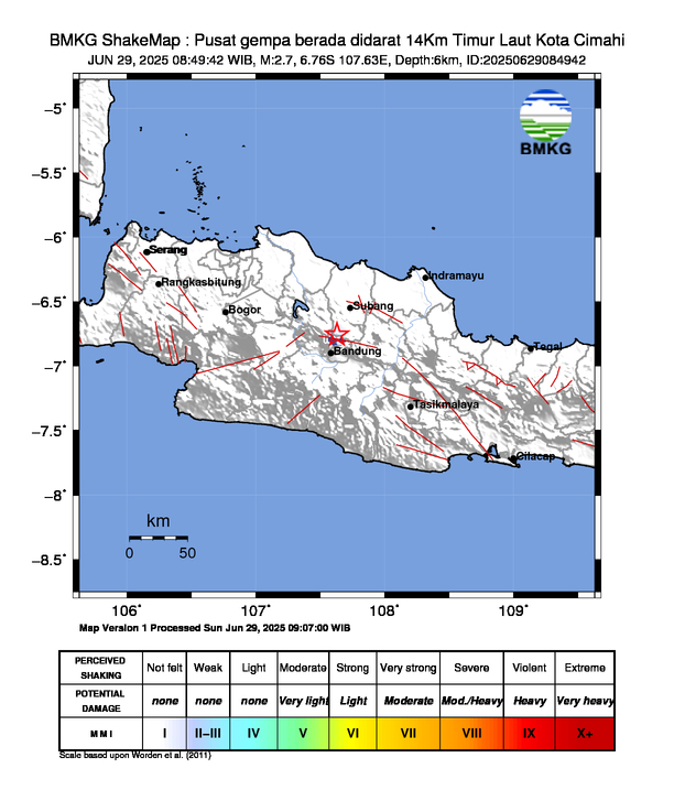Gempa Magnitudo 2,7 Guncang Cimahi Jawa Barat