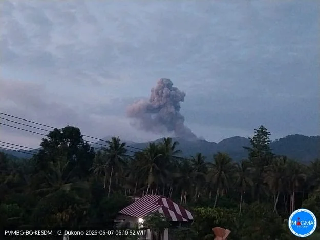Gunung Dukono Erupsi Pagi ini, Kolom Abu Teramati 1,200 Meter