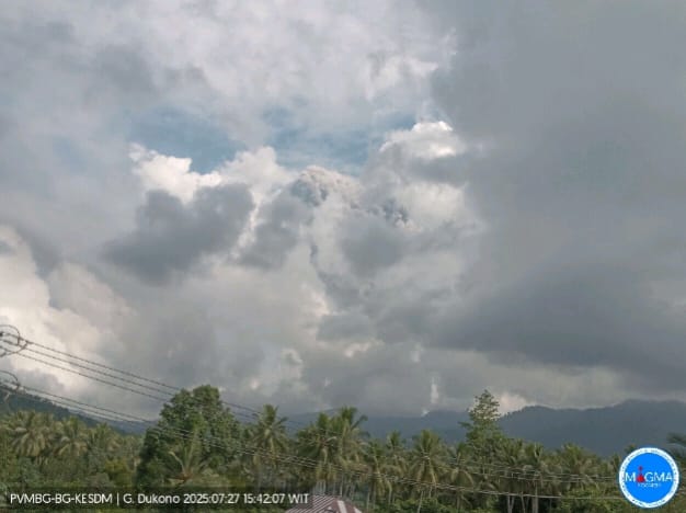Gunung Dukono Maluku Utara Erupsi, Kolom Abu Capai 3.500 Meter