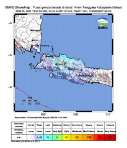 Bekasi Diguncang Gempa Magnitudo 4,9 Malam Ini