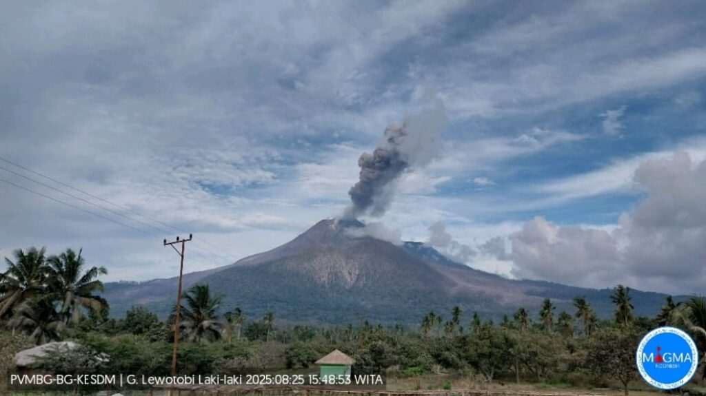 Kolom Abu Capai 1.500 Meter, Gunung Lewotobi Laki-laki Meletus
