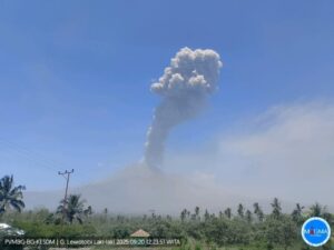 Kolom Abu Capai 2.500 Meter, Gunung Lewotobi Laki - laki Erupsi Kembali