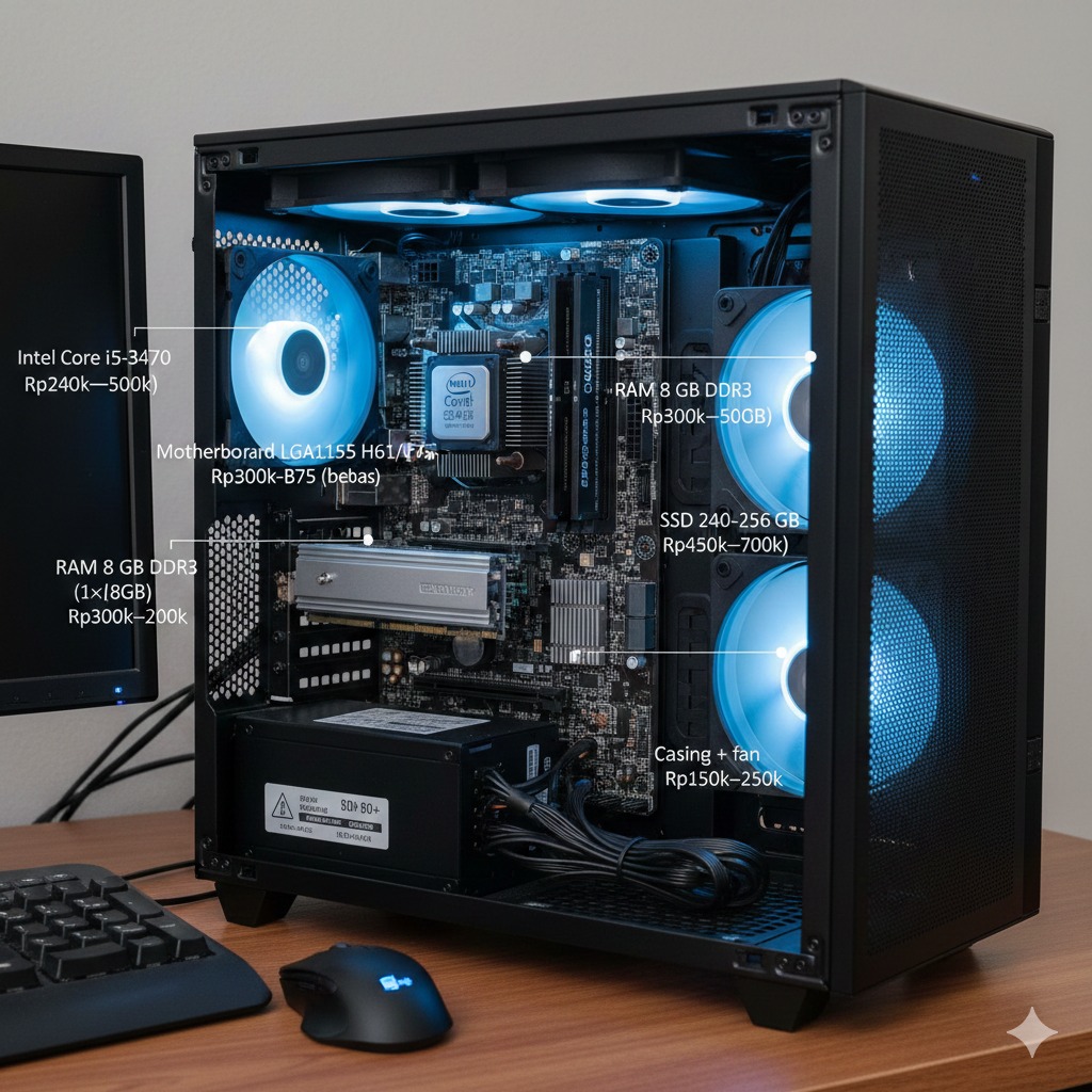 PC kerja untuk produktivitas tanpa biaya berlebih. (Gemini AI generated)